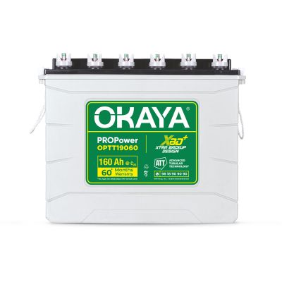 OKAYA PROPower OPTT19060 160Ah Advanced Tall Tubular Inverter Battery for Home, Office & Shops | Robust & Compact Design | Extra Backup Plus (XBD+ technology) | 60 Months Total Warranty