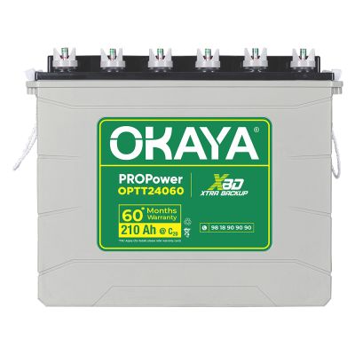 OKAYA PROPower OPTT24060 210Ah Advanced Tall Tubular Inverter Battery for Home, Office & Shops | Robust & Compact Design | Extra Backup (XBD technology) | 60 Months Total Warranty