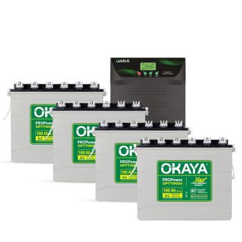 Okaya Hi-Capacity Inverter & Battery Combo | ATSW 4550 48V UPS/Inverter (4000VA) & 4× XBD+ Certified OPTT19054 160Ah/12V Tall Tubular Battery | Power Pair for Larger Homes, Offices & Commercial Est…