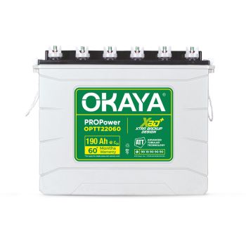 OKAYA PROPower OPTT22060 190Ah Advanced Tall Tubular Inverter Battery for Home, Office & Shops | Robust & Compact Design | Extra Backup Plus (XBD+ technology) | 60 Months Total Warranty