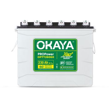 OKAYA PROPower OPTT26060 230Ah Advanced Tall Tubular Inverter Battery for Home, Office & Shops | Robust & Compact Design | Extra Backup Plus (XBD+ technology) | 60 Months Total Warranty