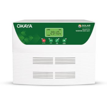 Okaya 1050VA 12V MPPT Solar PCU | Dual Interleaved MPPT Technology | True Sine Wave Off-Grid Inverter