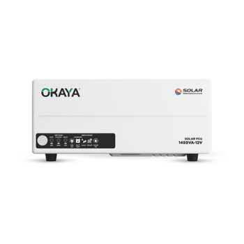 Okaya 1450VA 12V PWM Solar PCU | Off-Grid Inverter | TwinCharge technology | True Sine Wave Output