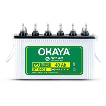 Okaya Solar Battery ST 040S - 40Ah Capacity with Total Warranty of 60 Months | Reliable Power Storage for your Solar Applications at Home, Office & Shops