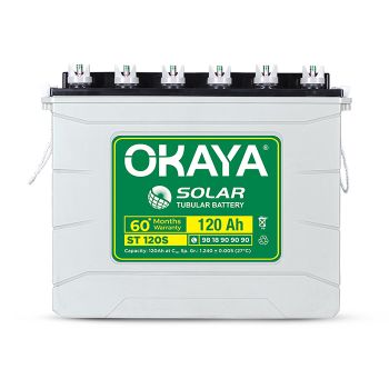 Okaya Solar Battery ST 120S - 120Ah Capacity with Total Warranty of 60 Months | Reliable Power Storage for your Solar Applications at Home, Office & Shops