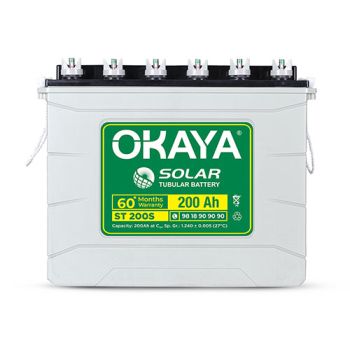 Okaya Solar Battery ST 200S - 200Ah Capacity with Total Warranty of 60 Months | Reliable Power Storage for your Solar Applications at Home, Office & Shops